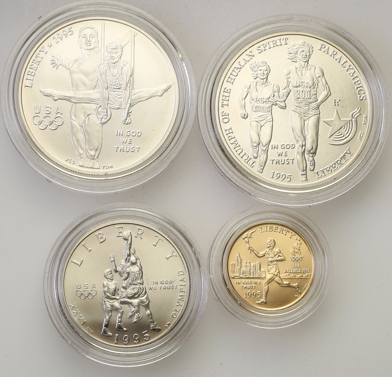 USA. Olimpic coins 1/2 - 5 dolarów 1995 - Atlanta, zestaw 4 monet